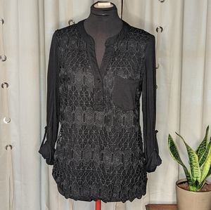 Soft Surroundings black lace long sleeve top Small
